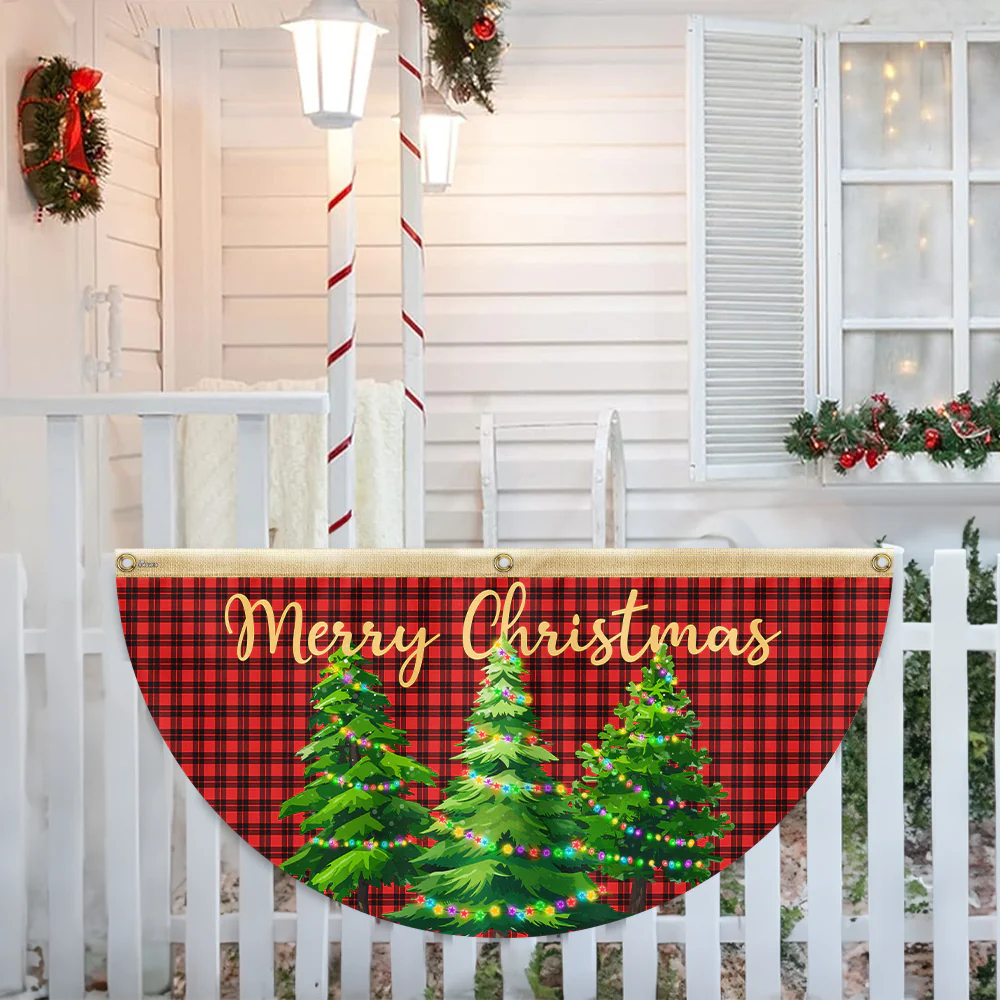 Merry Christmas Non-Pleated Fan Flag