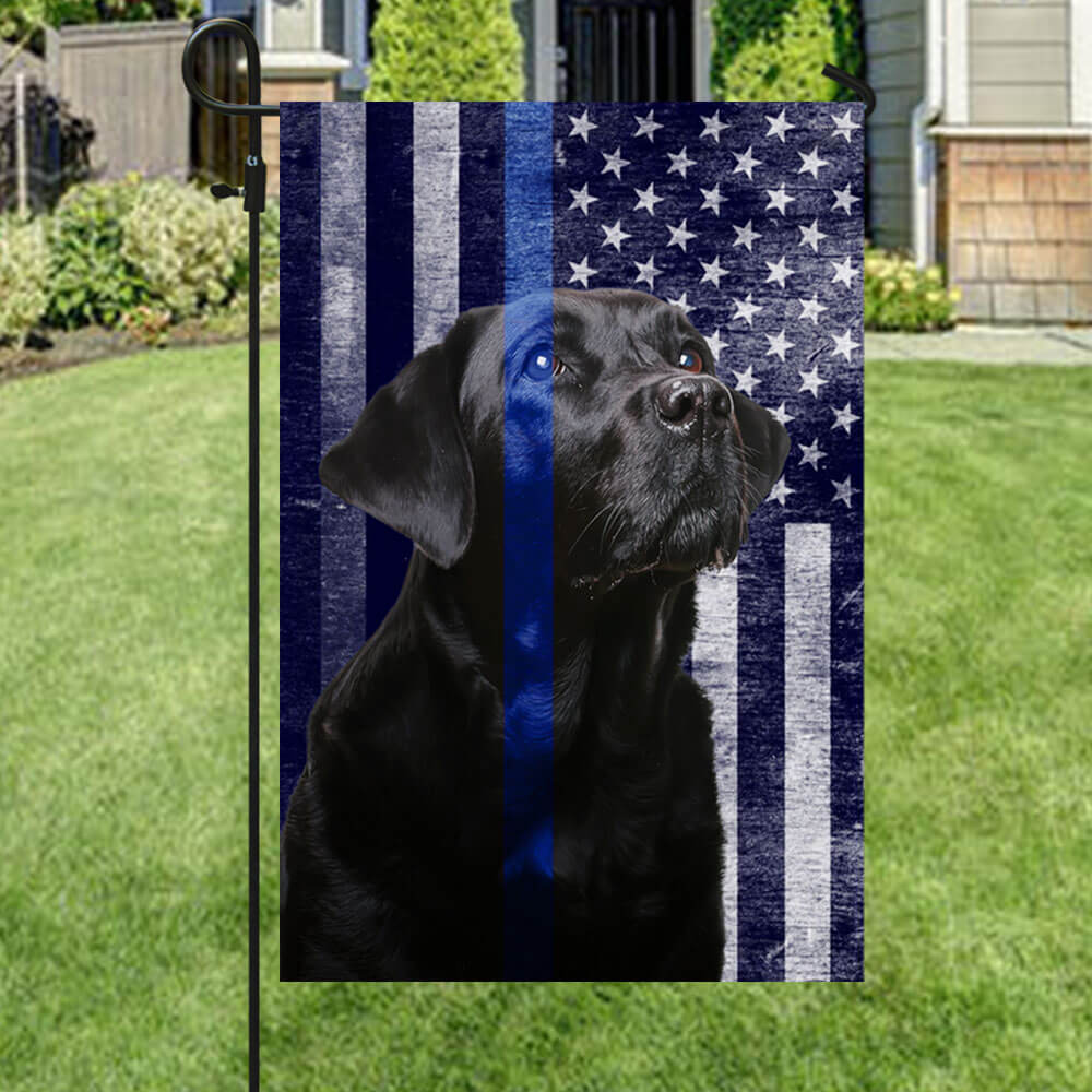 Black Labrador. The Thin Blue Line American Flag THB2220Fv6