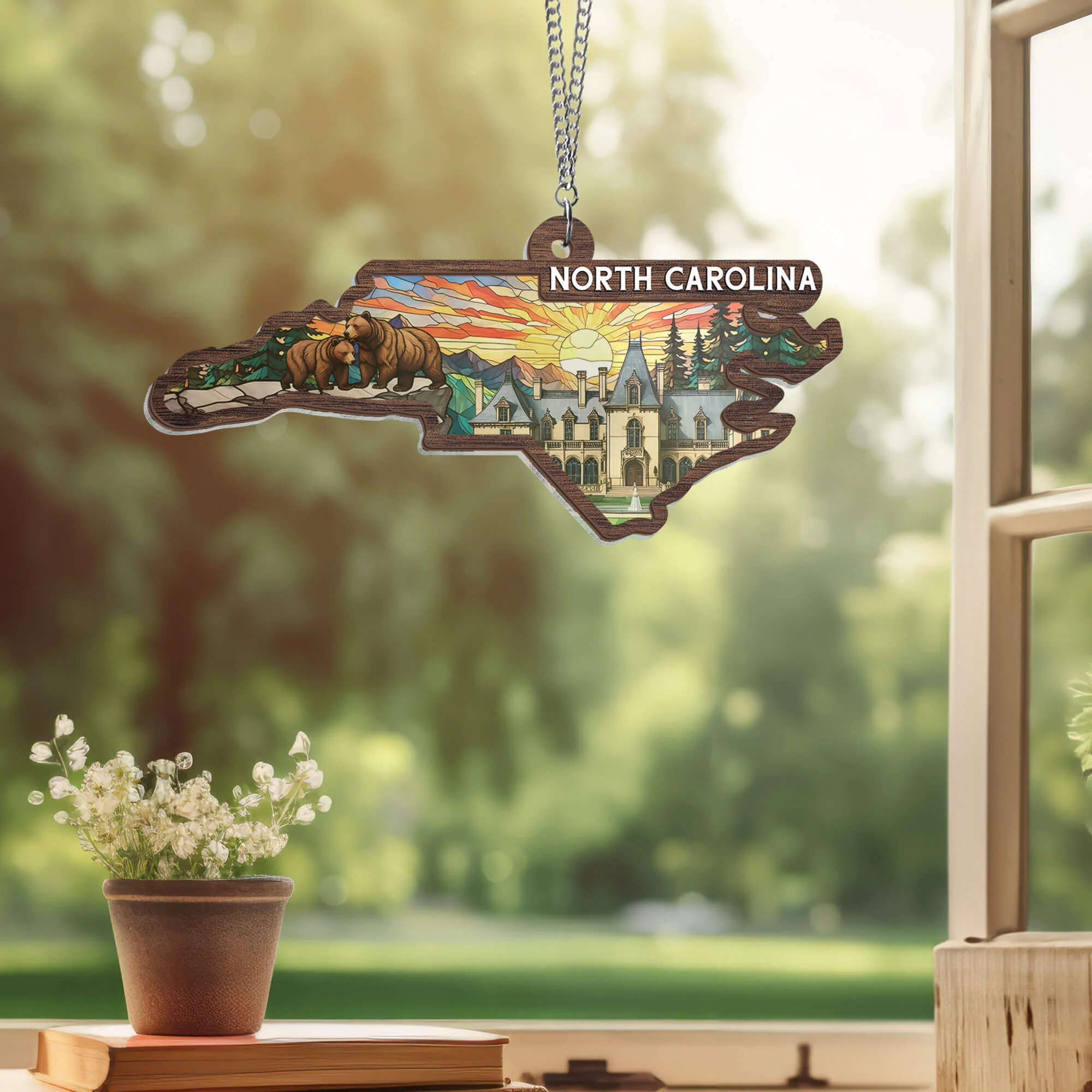 Gift for North Carolina, North Carolina Suncatcher Window Hanging