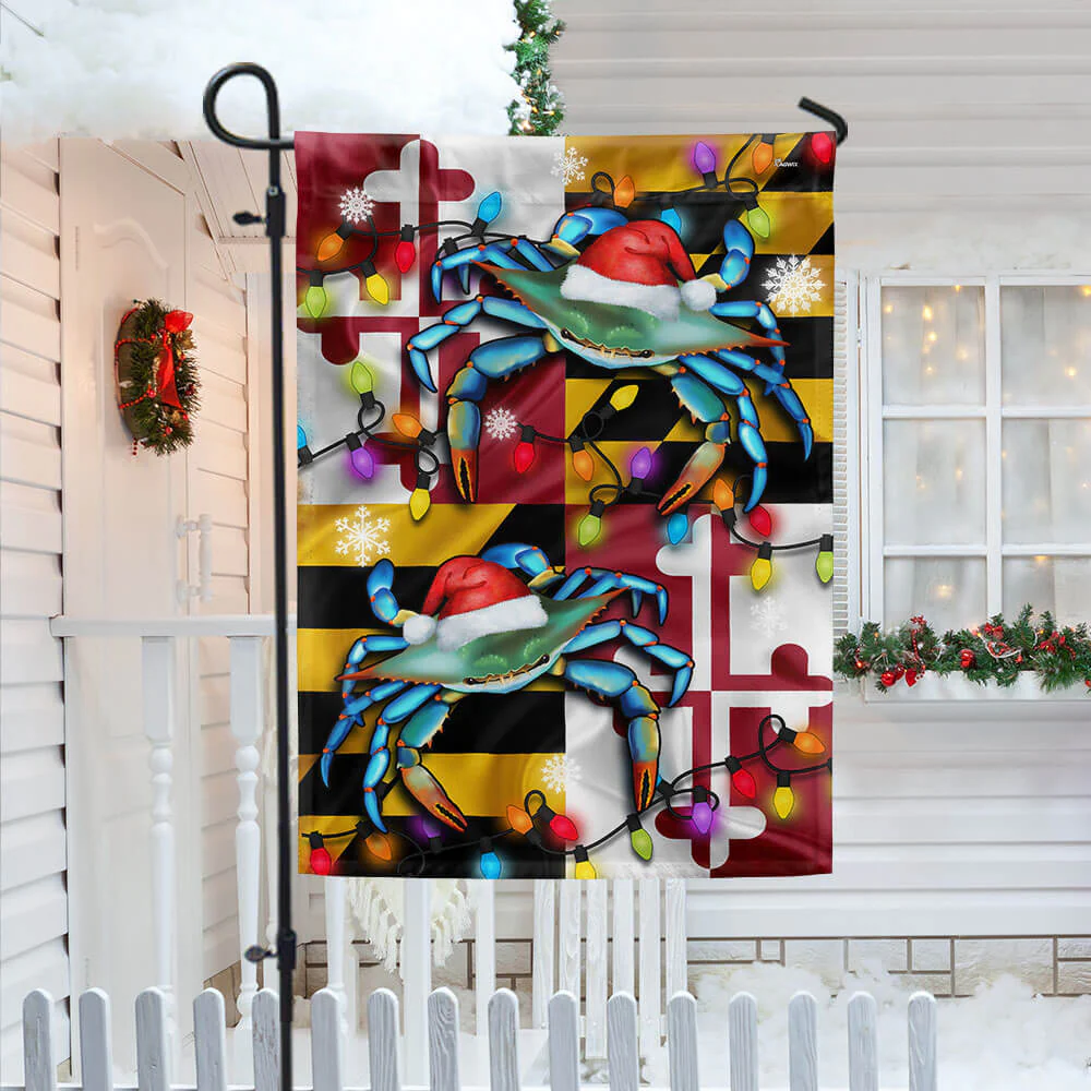 Maryland Blue Crabs Christmas Flag - Festive Holiday Gift & Décor  - 3-Day Shipping