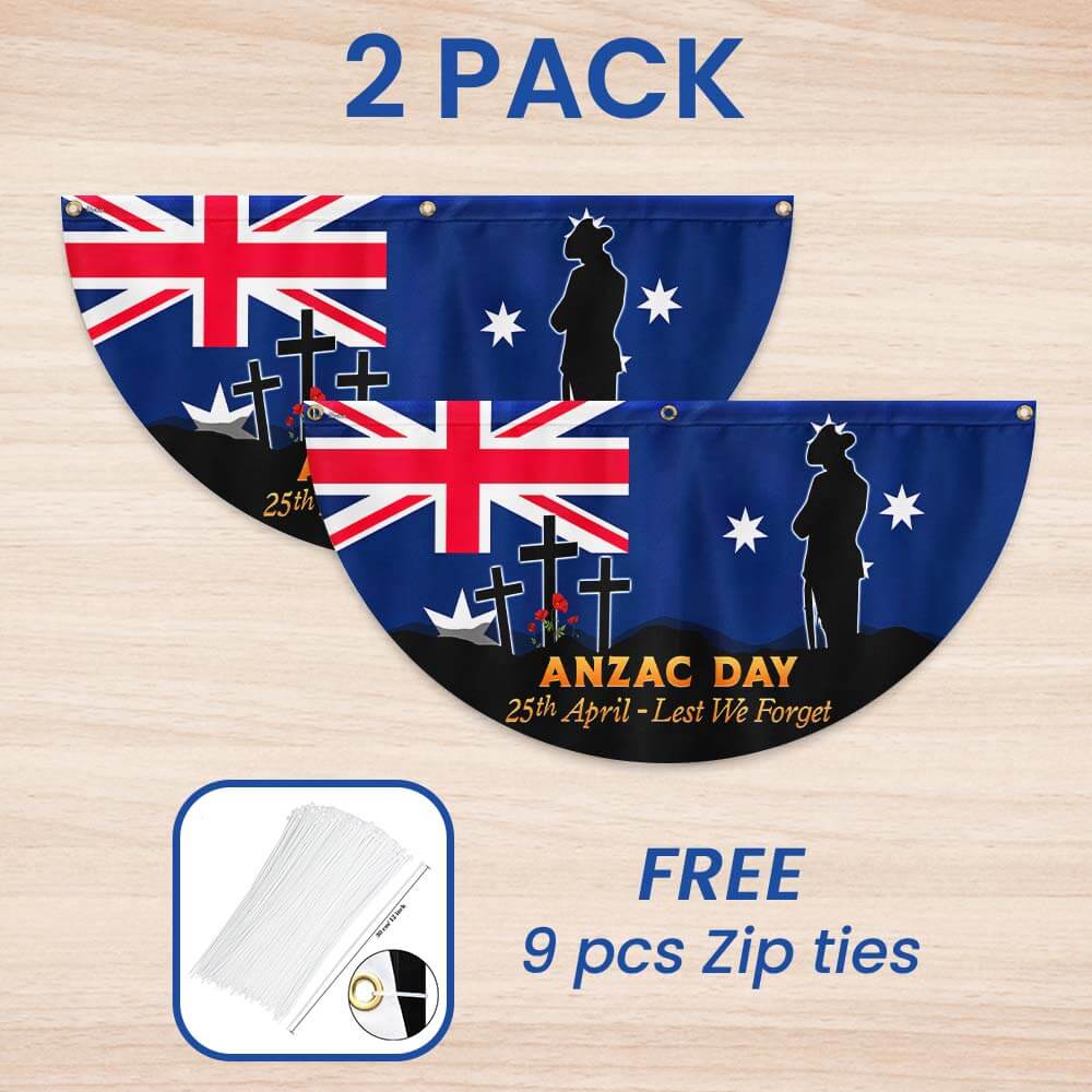 Anzac Day Australia 25th April Lest We Forget Non-Pleated Fan Flag