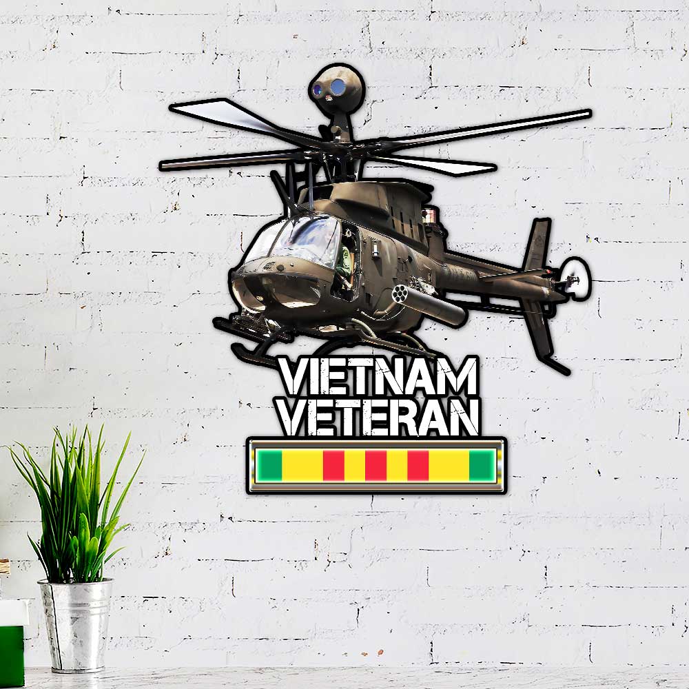 Huey Helicopter Vietnam War Memorial Hanging Metal Sign