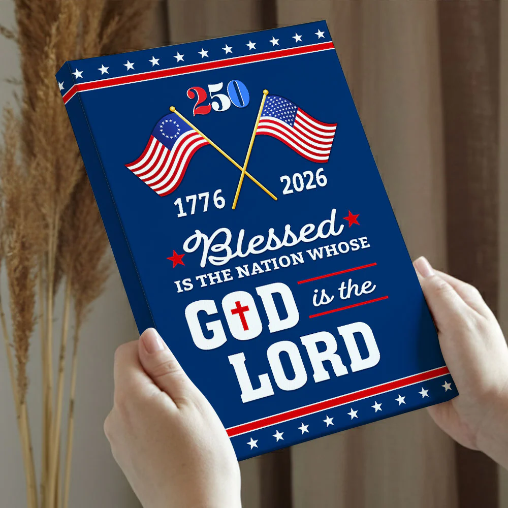 Patriotic 250 Years of Christian Canvas Wall Art with Painting American Flag