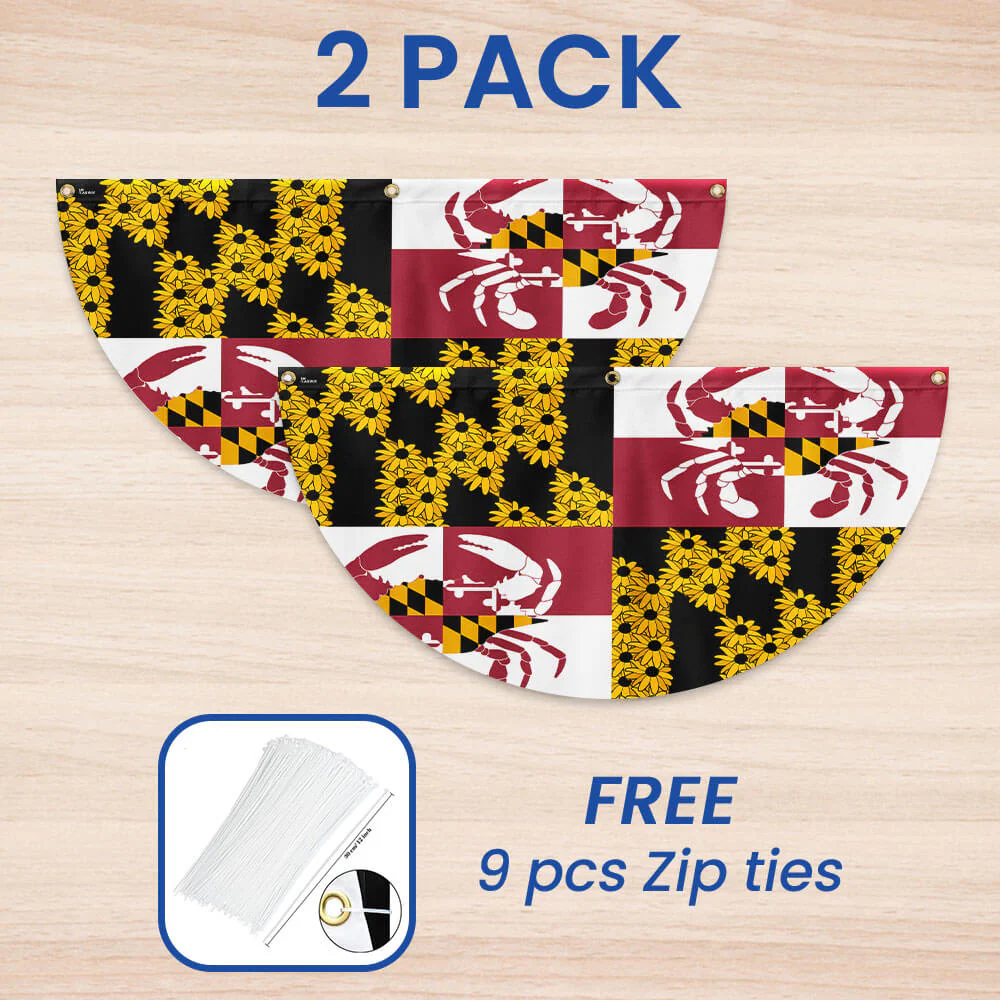 Maryland State Crab and Black-eyed Susan Flower Maryland Non-Pleated Fan Flag