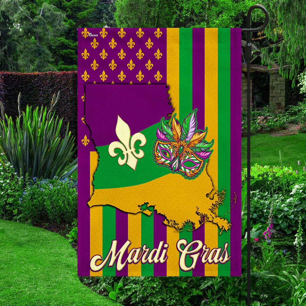 Bimipi  Louisiana Mardi Gras Masquerade Beads Mask Flag