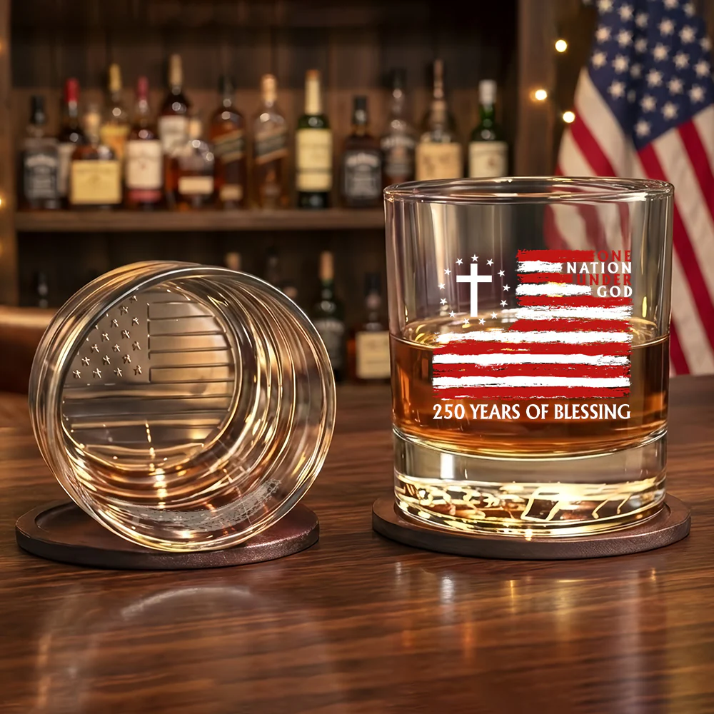 250 Years of Blessing One Nation Under God Printed Whiskey Glass