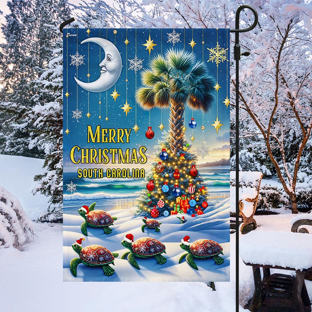 Sea Turtles Merry Christmas Palmetto Tree South Carolina Flag