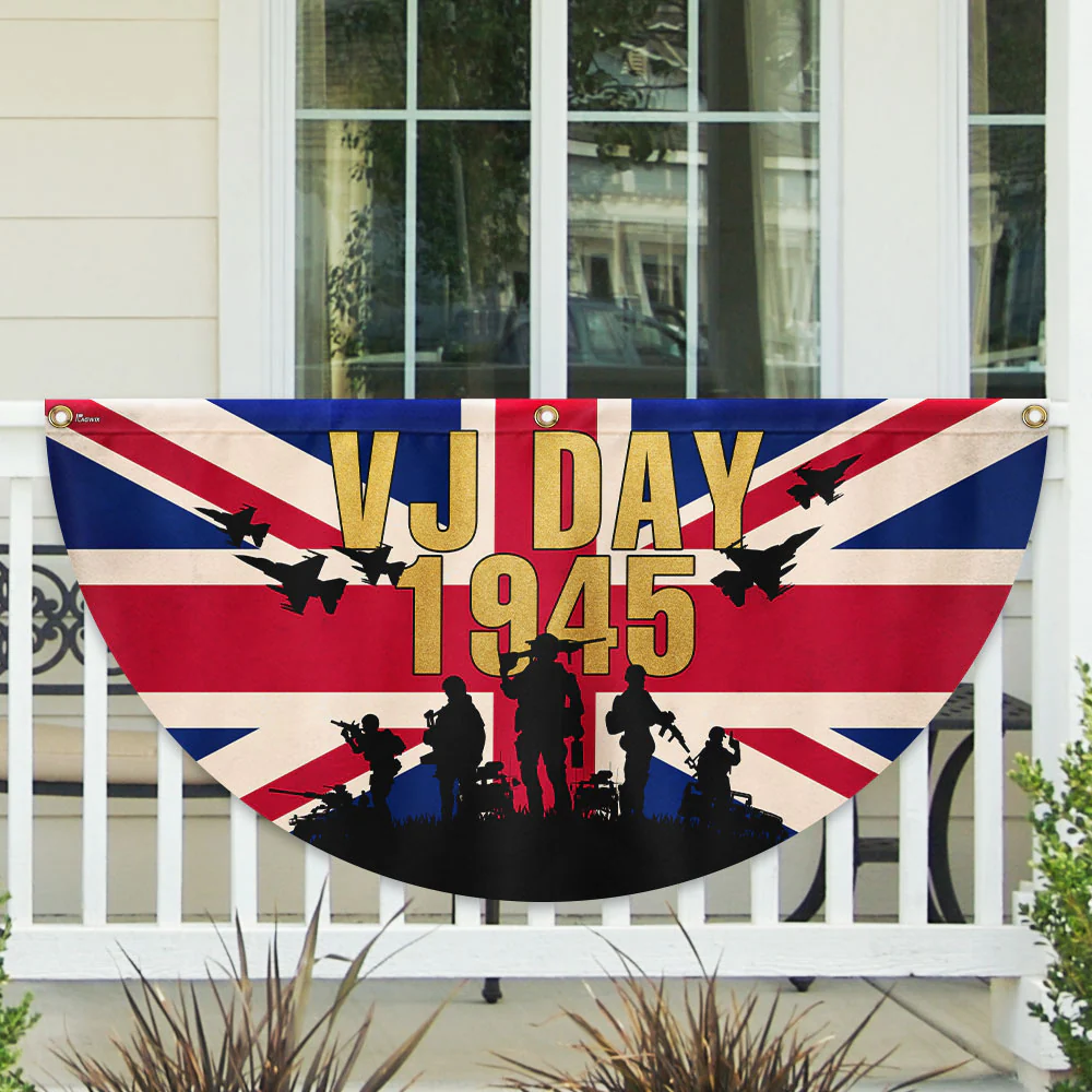 VJ Day Victory Over Japan UK Non-Pleated Fan Flag
