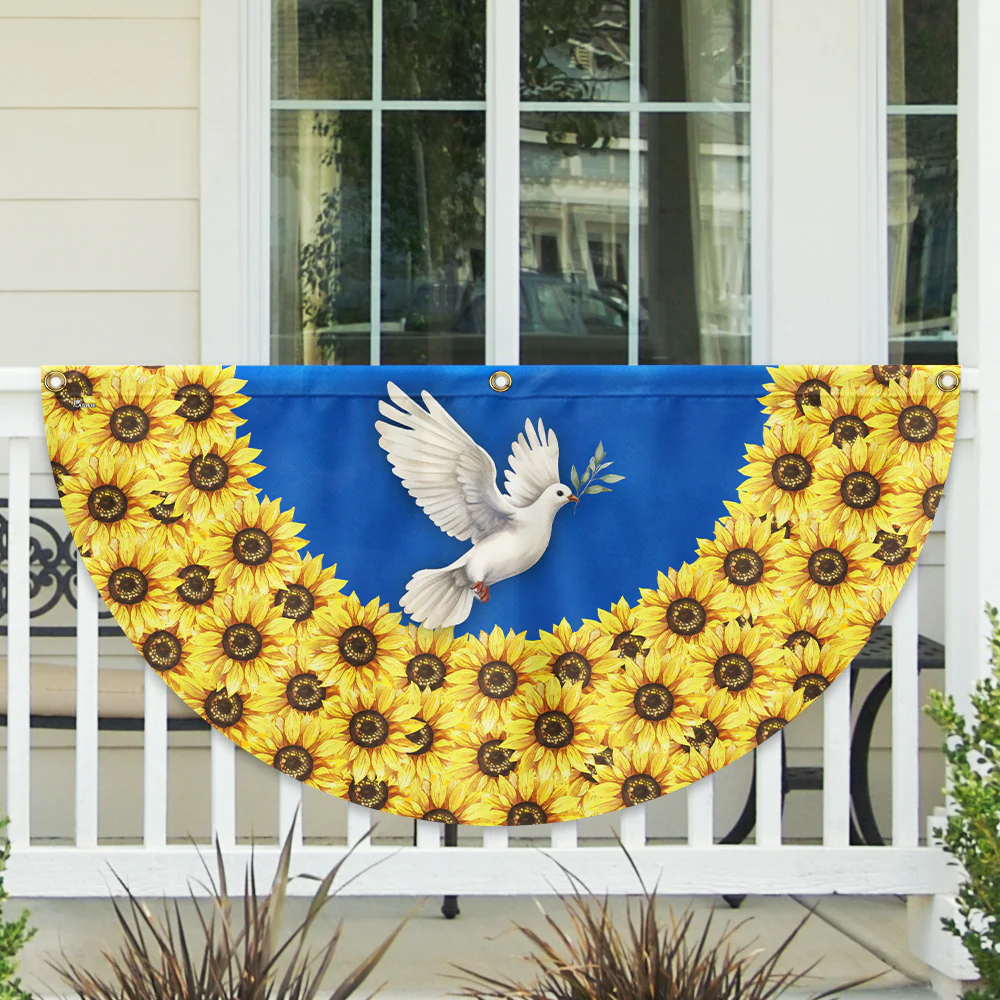 Peace For Ukraine Stand With Ukraine Non-Pleated Fan Flag