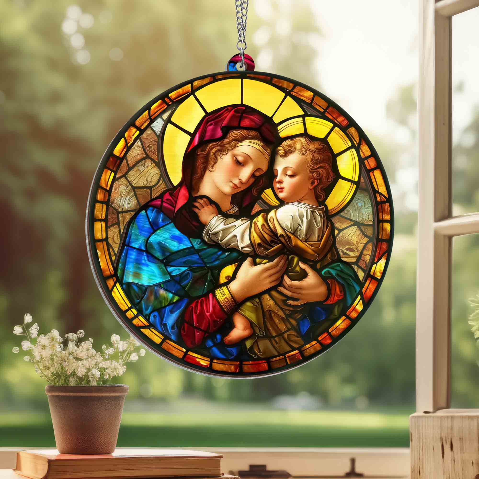 Mother Mary Mother Of Jesus 2 Layered Hanging Suncatcher