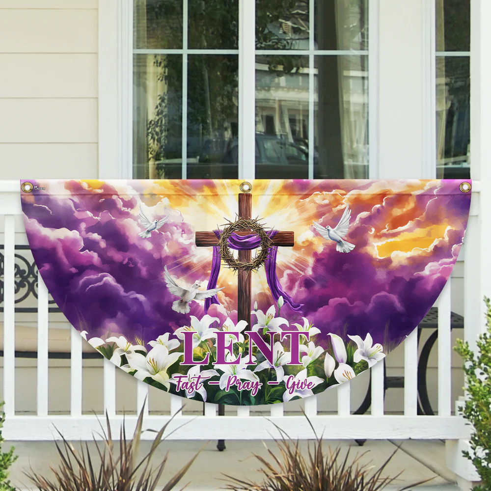The Season Of Lent Easter Christian Cross Non-Pleated Fan Flag