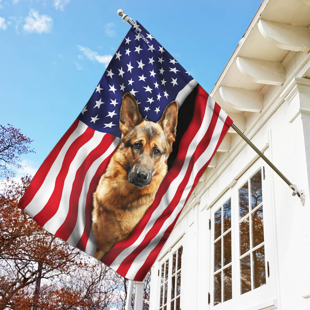 German Shepherd American Flag