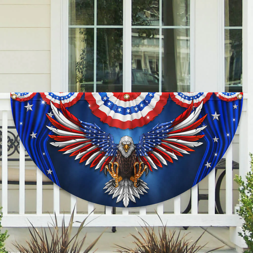 Bimipi American Flag - Patriotic Eagle American Non-Pleated Fan Flag