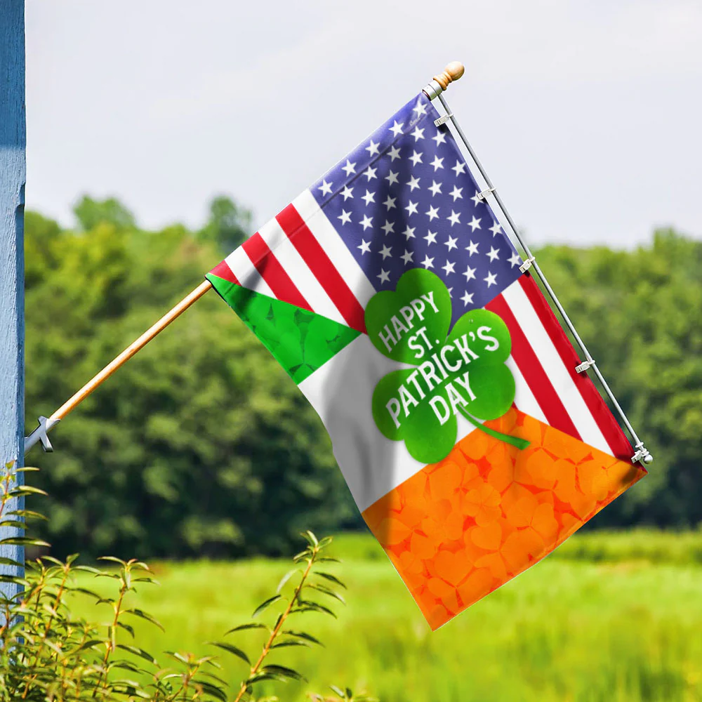 Irish Shamrock American Flag Happy St. Patrick's Day MLN911Fv1