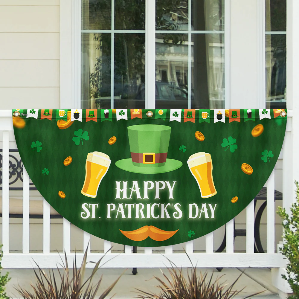 Happy St. Patrick's Day Non-Pleated Fan Flag
