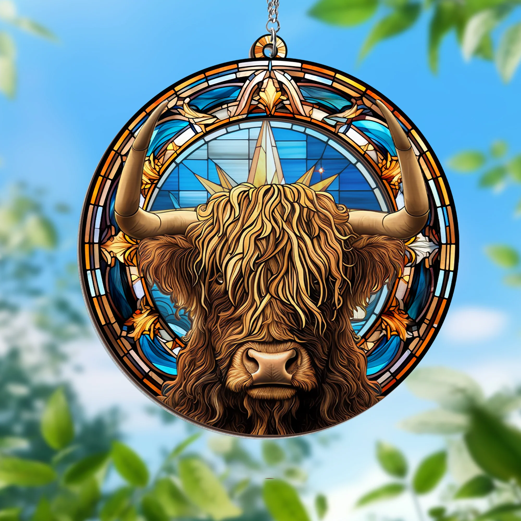 Highland Cattle 2 Layered Hanging Suncatcher
