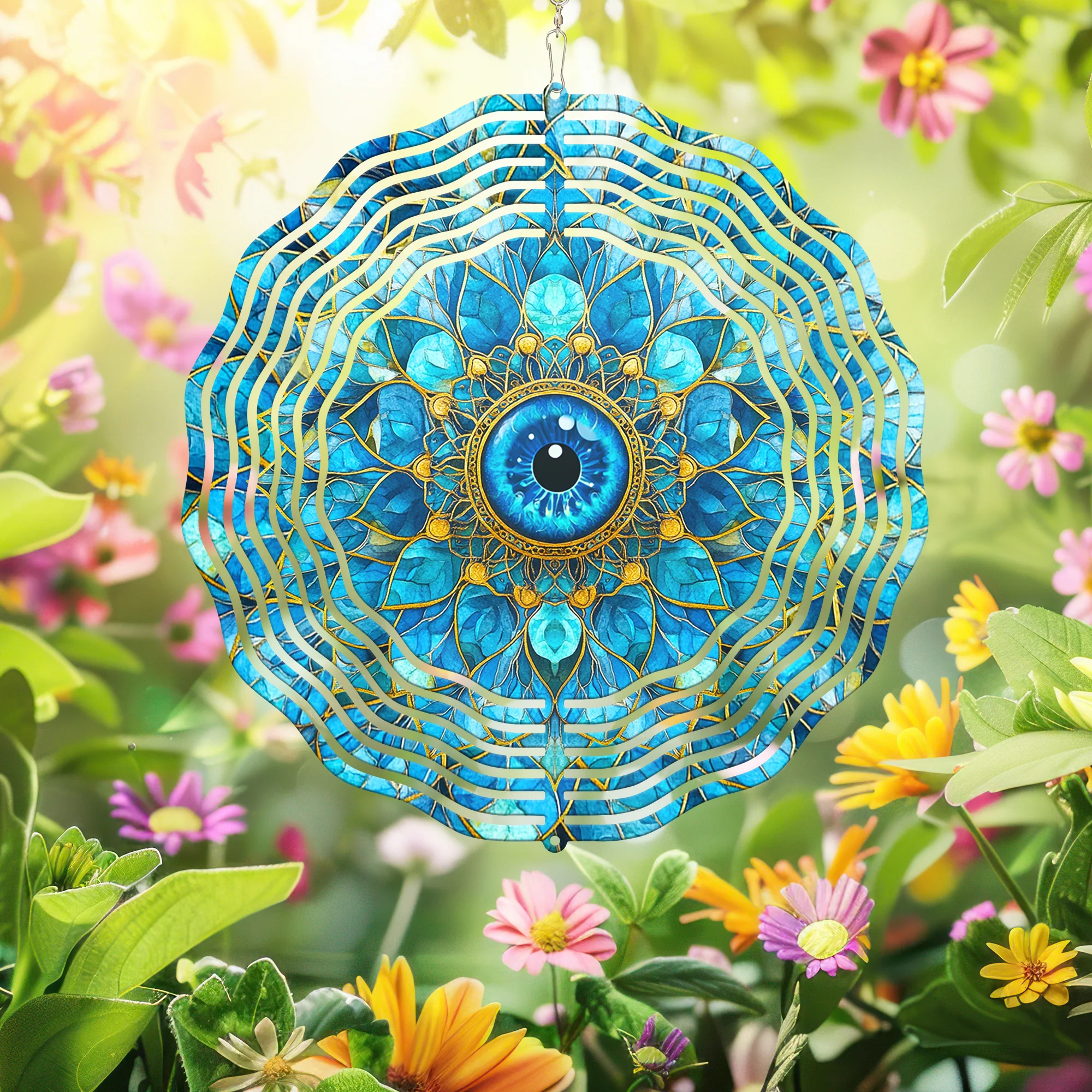 Jewish Evil Eye Mandala Wind Spinner