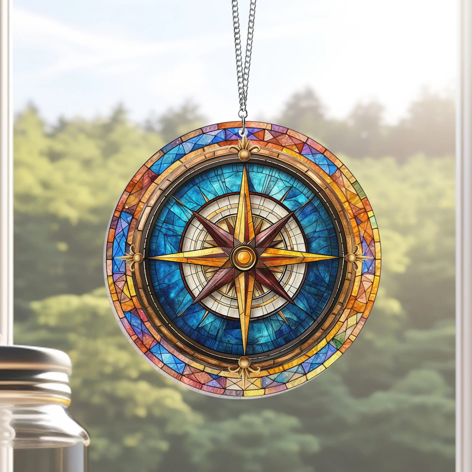 Nautical Compass Acrylic Suncatcher Window Hanging