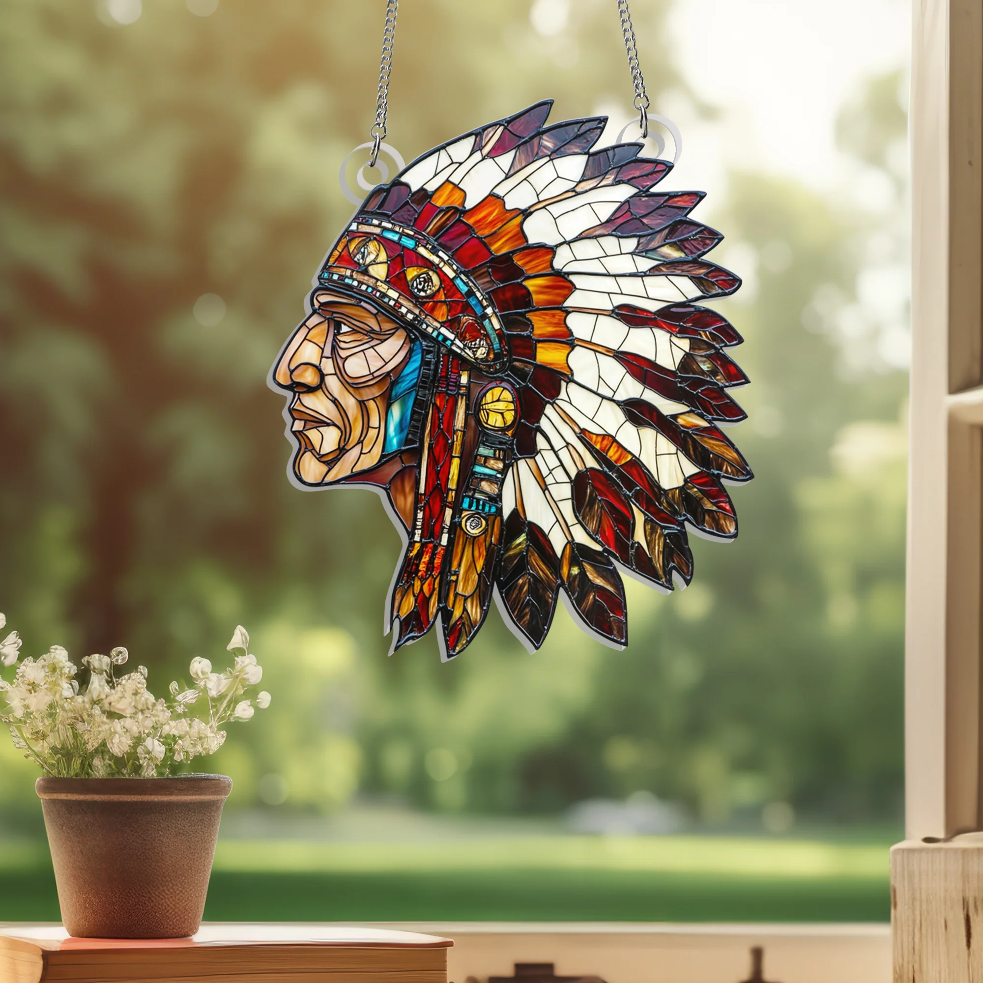 Native American Suncatcher Acrylic Hanging Sign