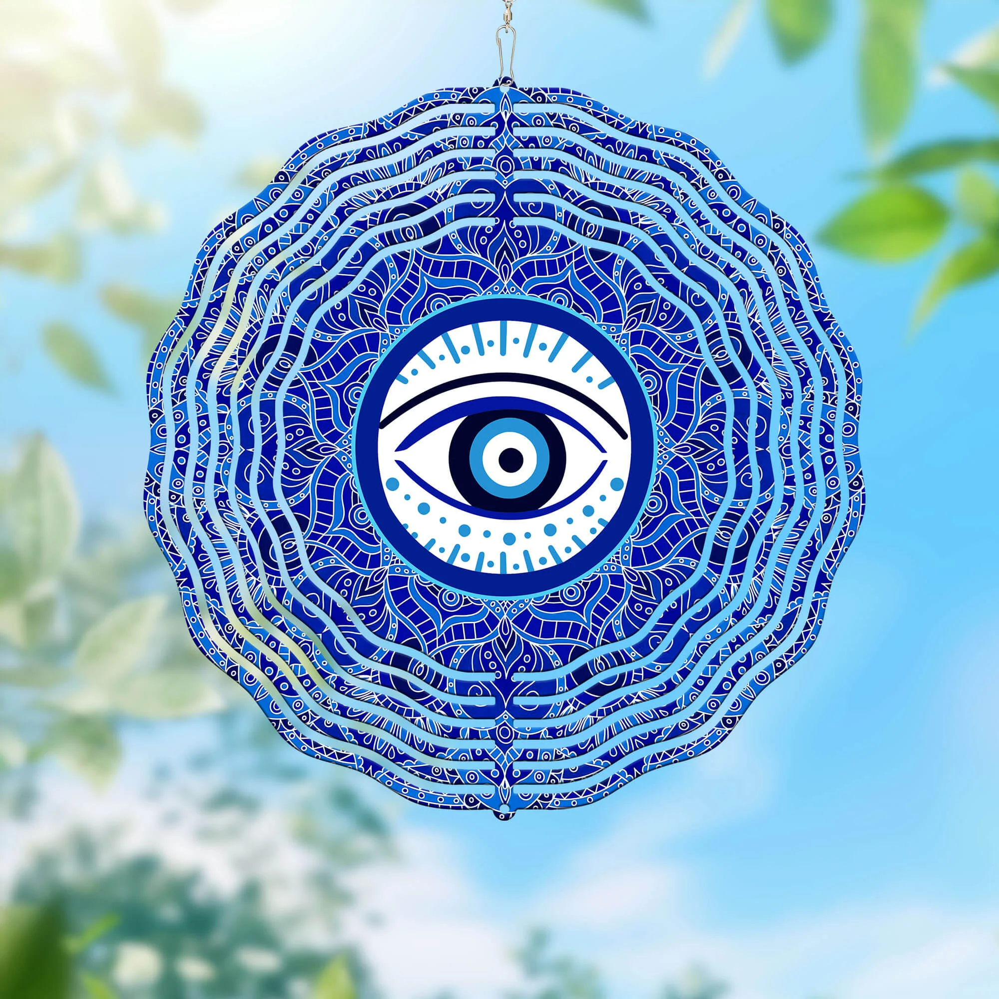 Jewish Evil Eye Mandala Wind Spinner