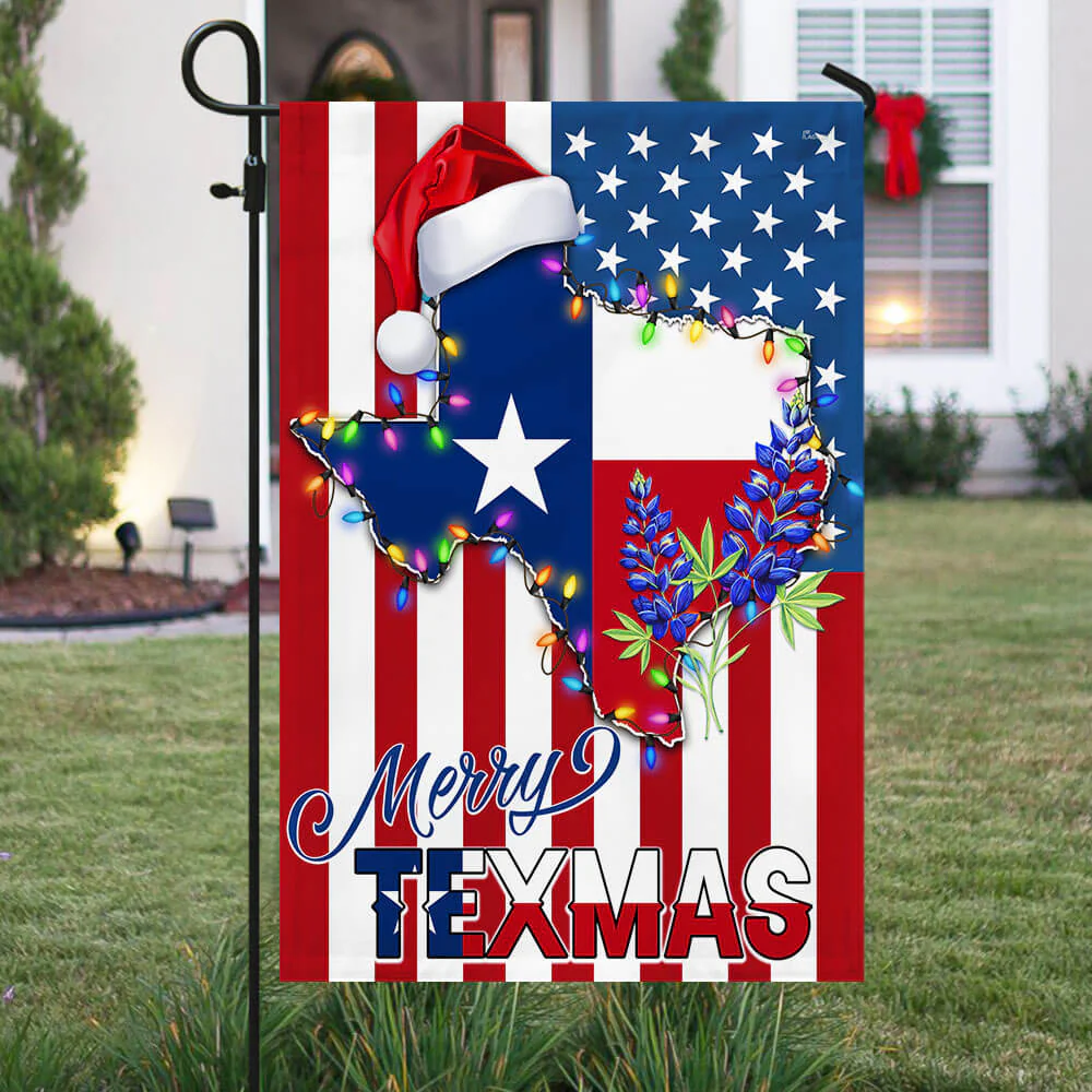 Texas Christmas State Merry Texmas Bluebonnet American Flag