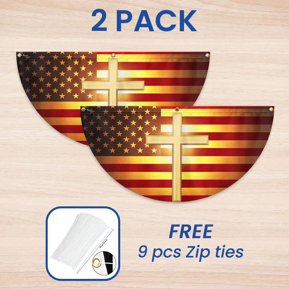 Faith Of Jesus Christian Cross Non-Pleated Fan Flag