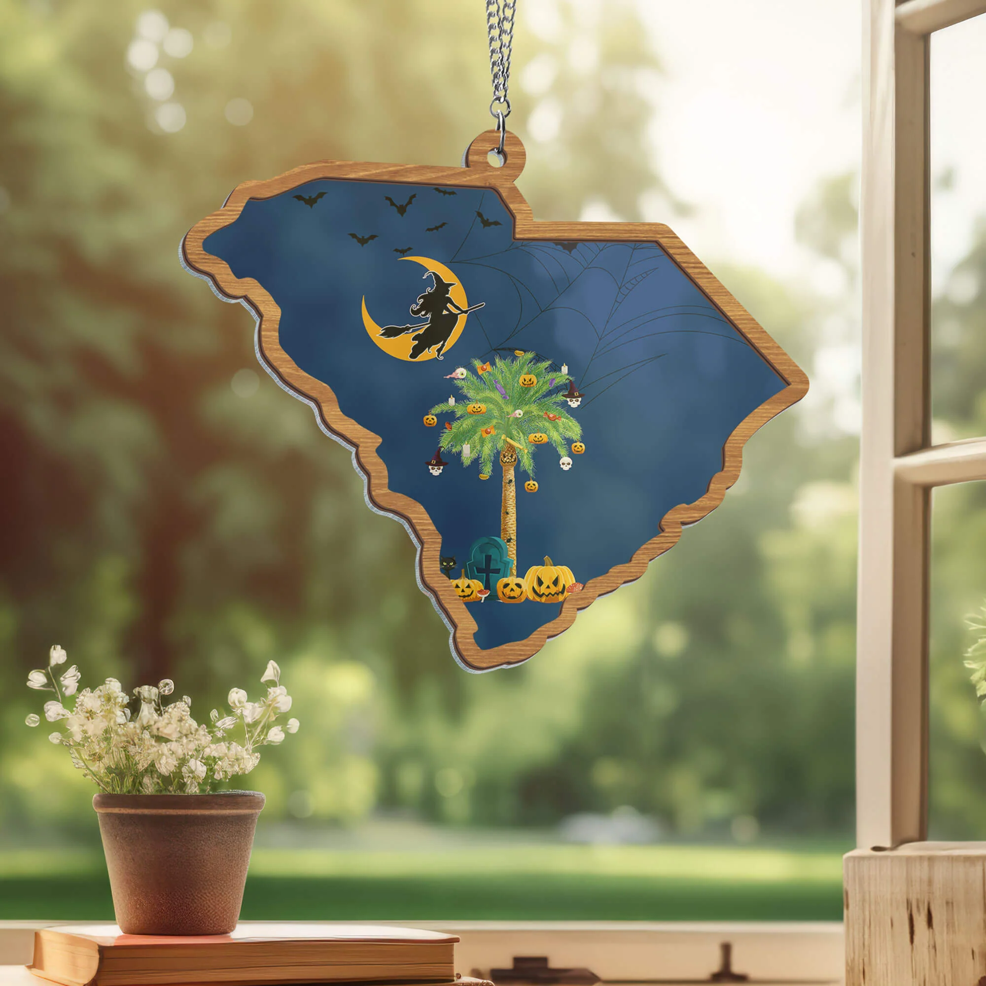 South Carolina Halloween 2 Layered Hanging Suncatcher