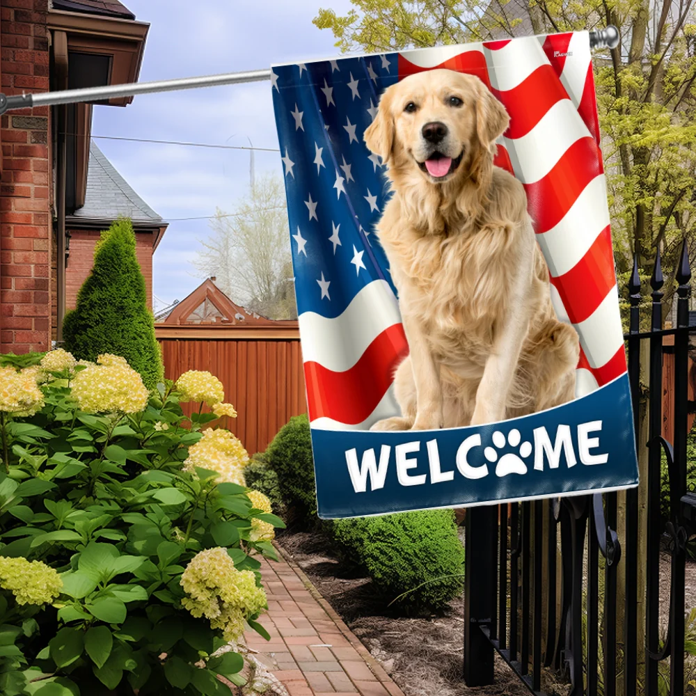 Bimipi American Flag - Personalized Dog Custom Photo Dog Welcome 4th Of july American Flag