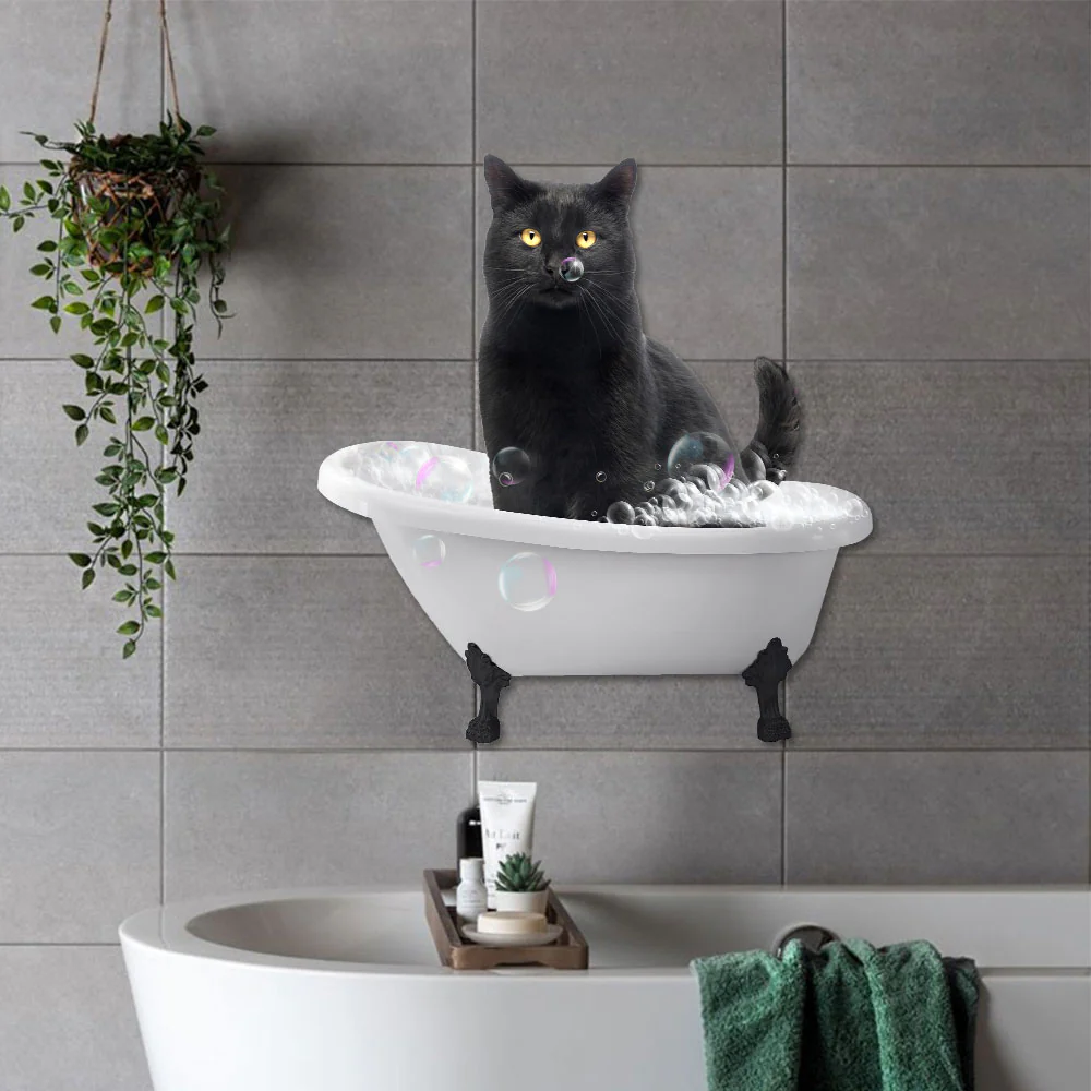Black Cat Metal Sign Soak Your Worrries Away