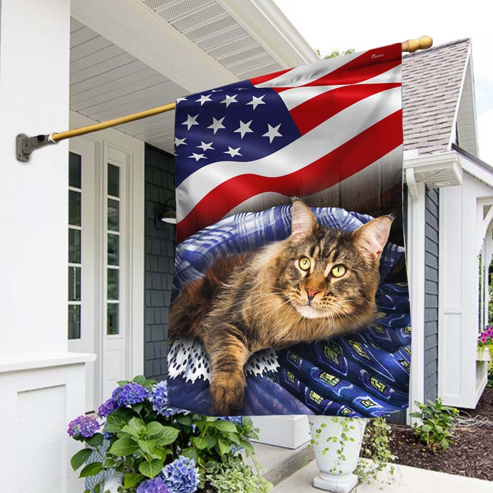 American Flag Maine Coon Cat Patriotic Cat