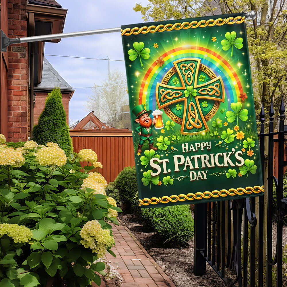 Happy St. Patrick's Day Celtic Irish Cross Flag