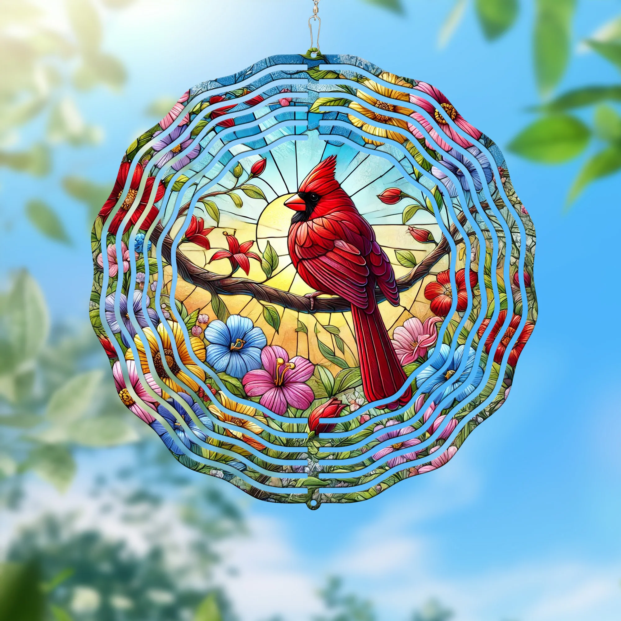 Red Cardinal Spring Wind Spinner