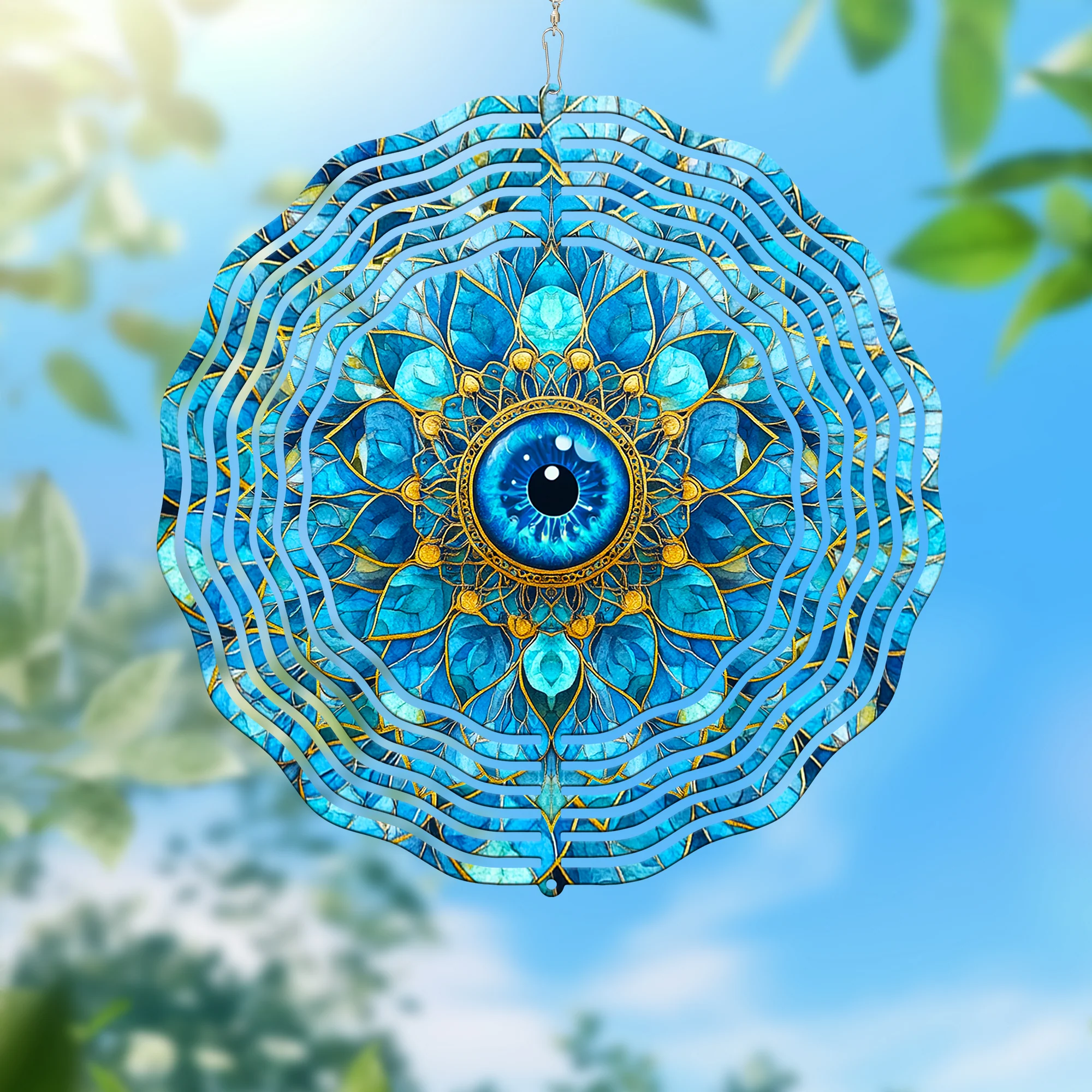 Jewish Evil Eye Mandala Wind Spinner