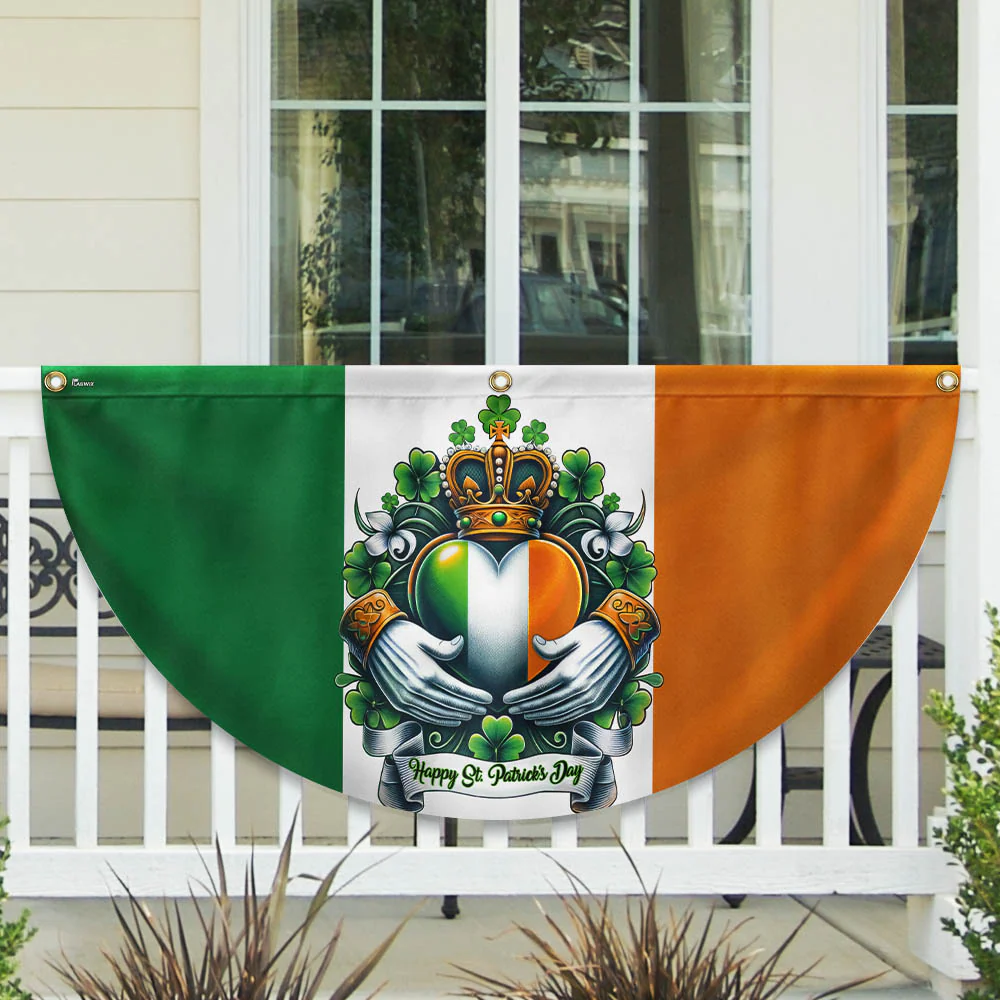 Happy St. Patrick’s Day Claddagh Symbol Irish Non-Pleated Fan Flag