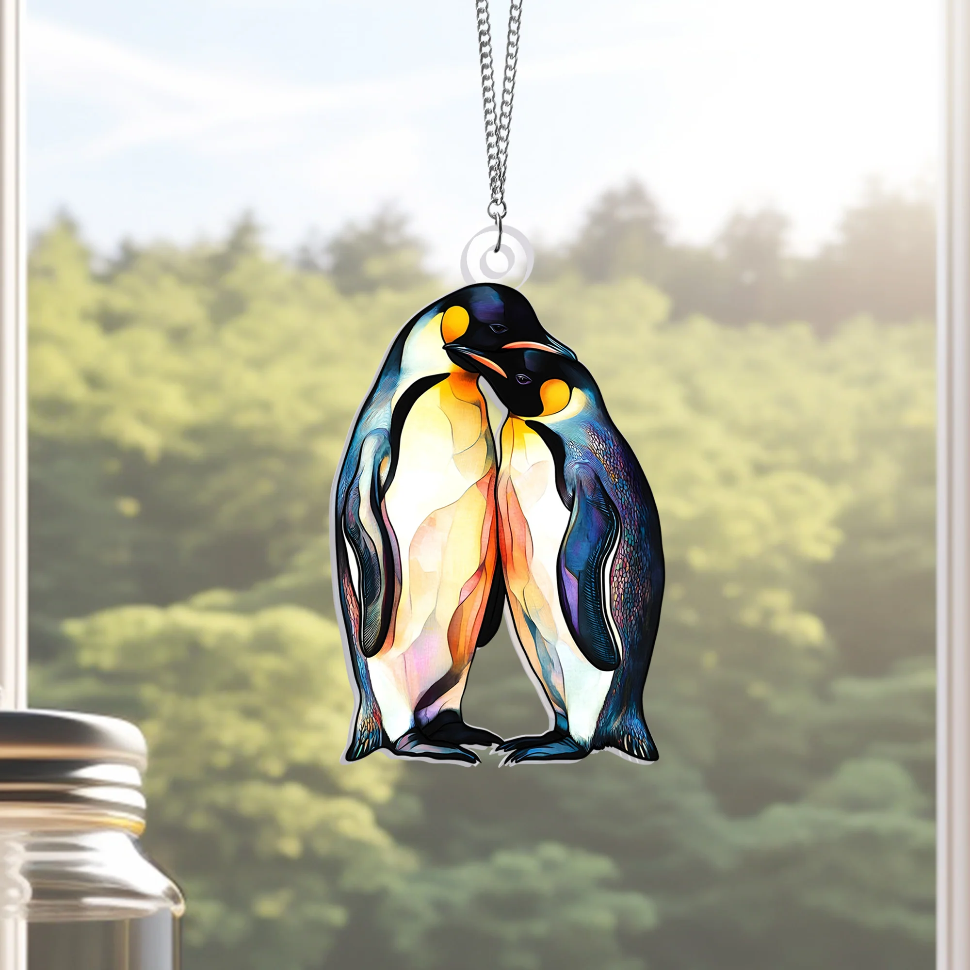 Valentine’s Gifts Penguin Couple Acrylic Suncatcher Hanging Sign
