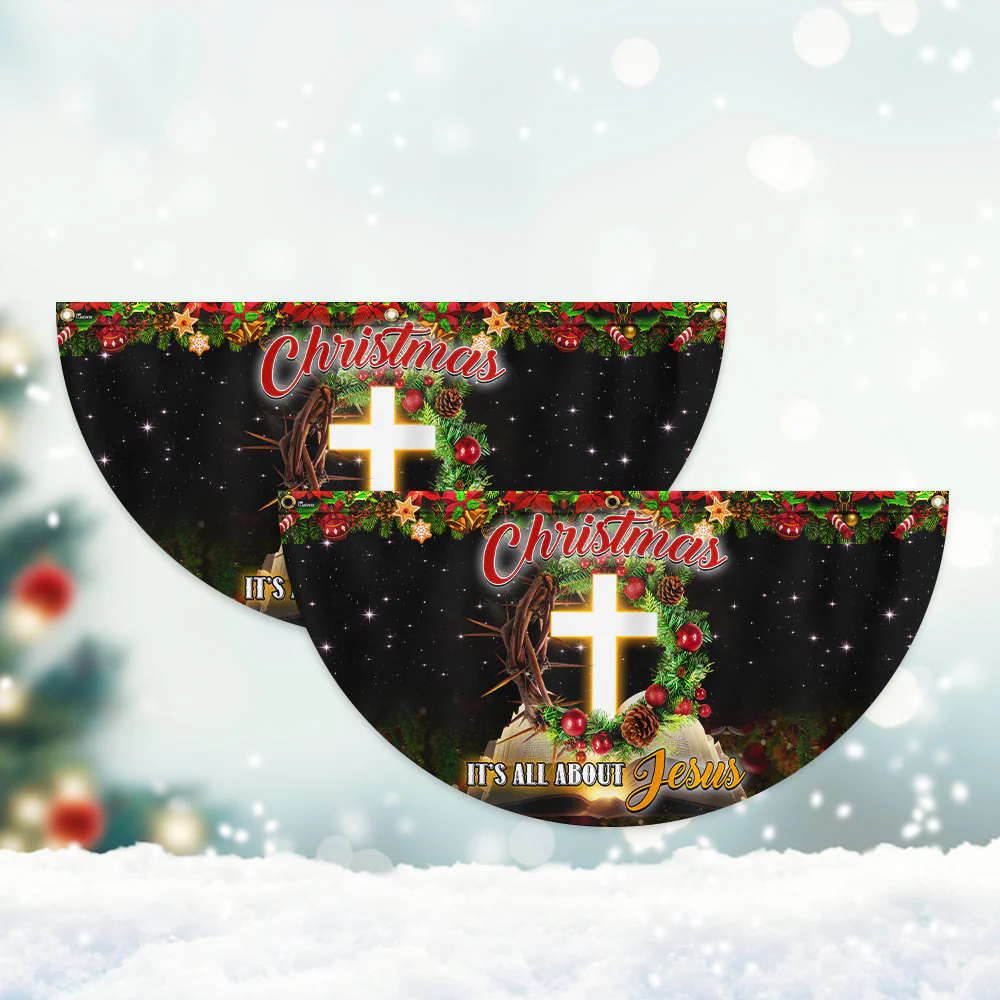 Christmas It's All About Jesus Non-Pleated Fan Flag
