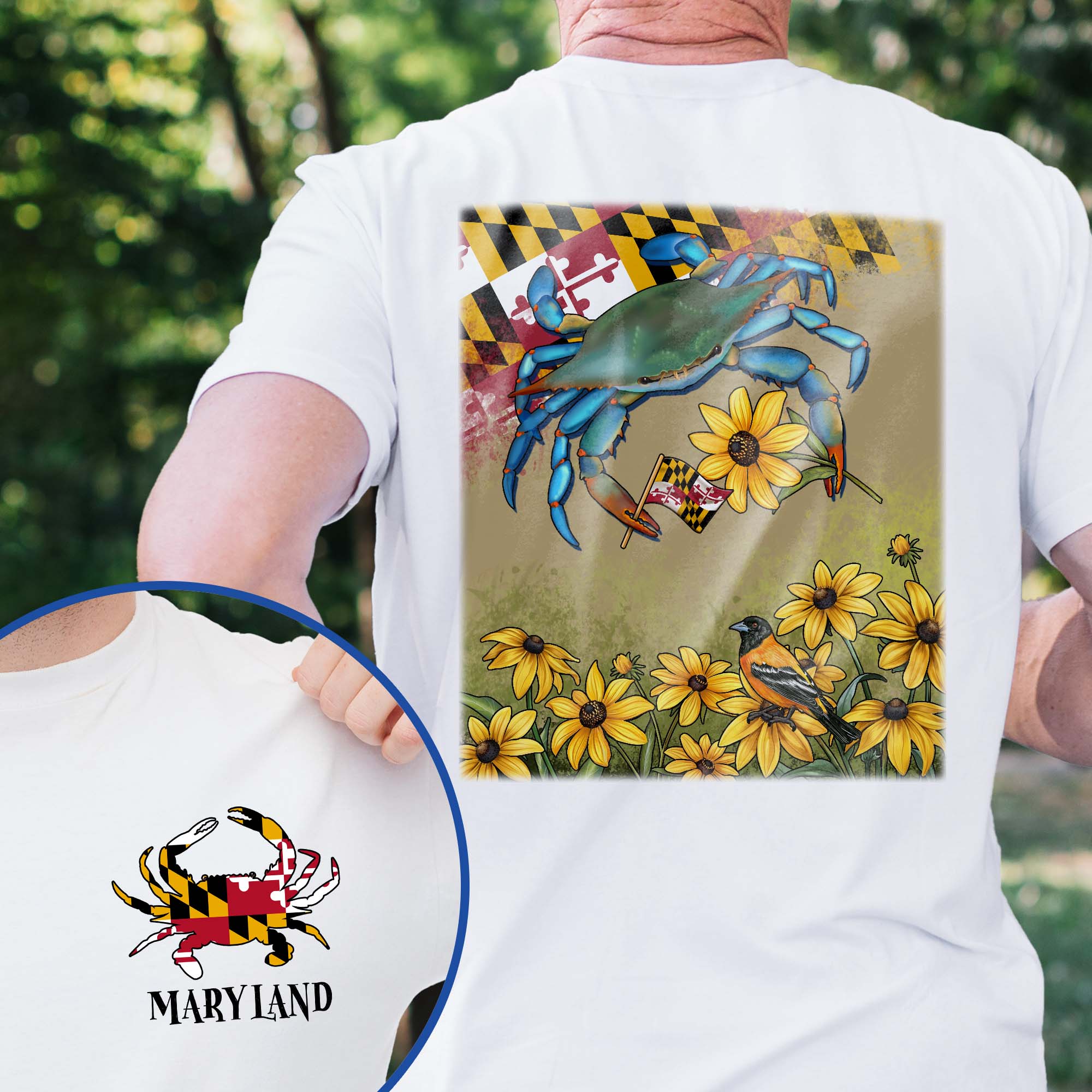 Maryland State Crab and Black-eyed Susan Flower, Maryland T-Shirt