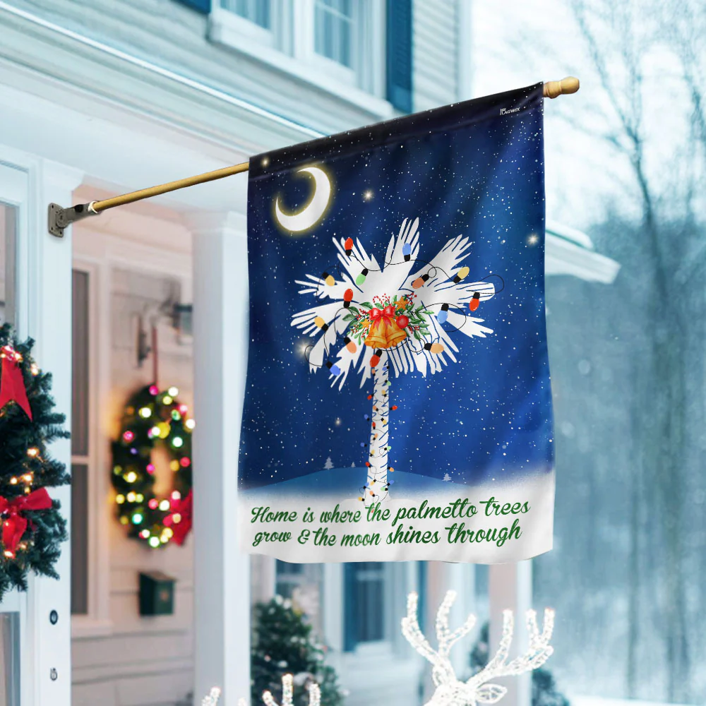 Bimipi South Carolina Christmas Flag – Palmetto Tree & Crescent Moon Holiday Decoration