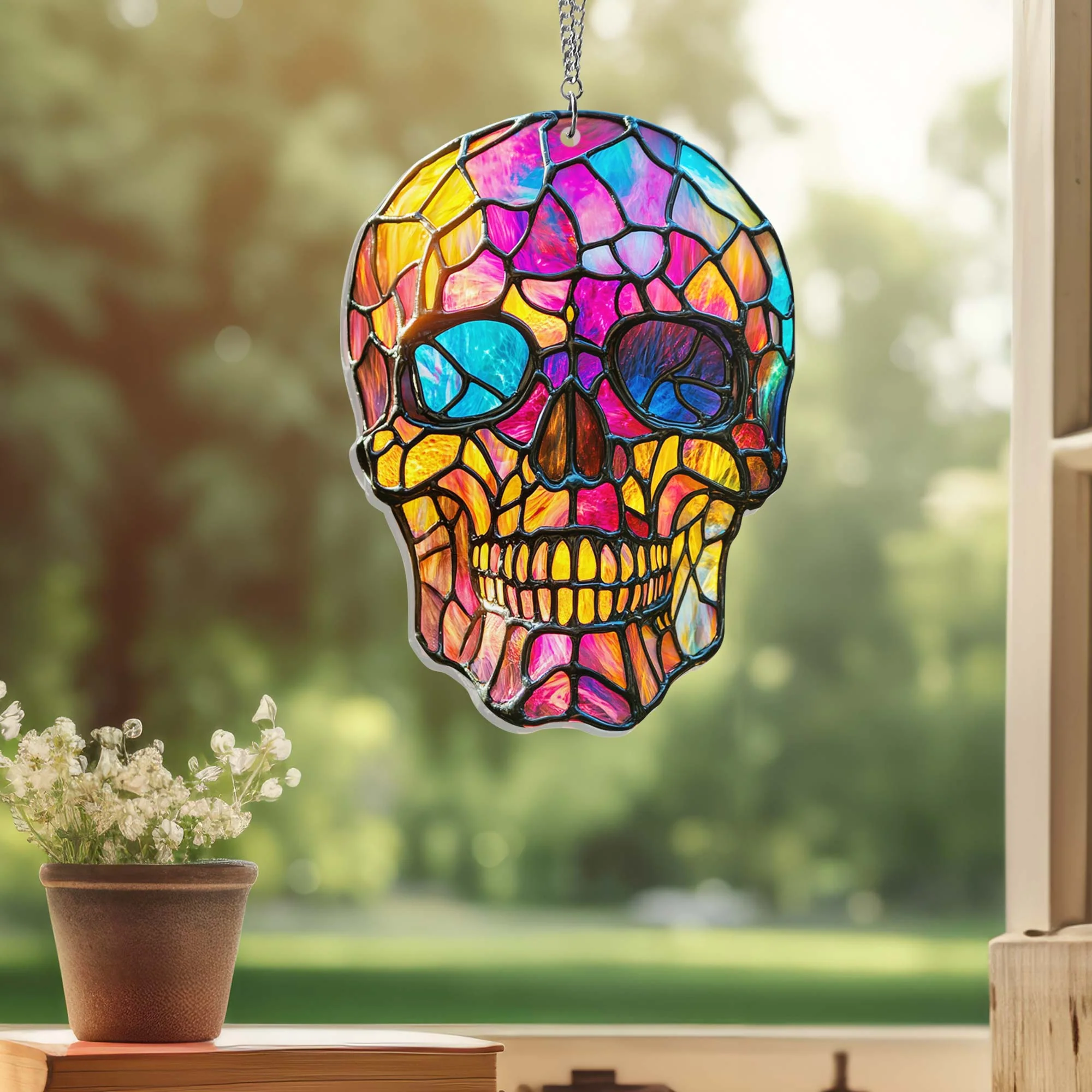 Skull Suncatcher Hanging Sign