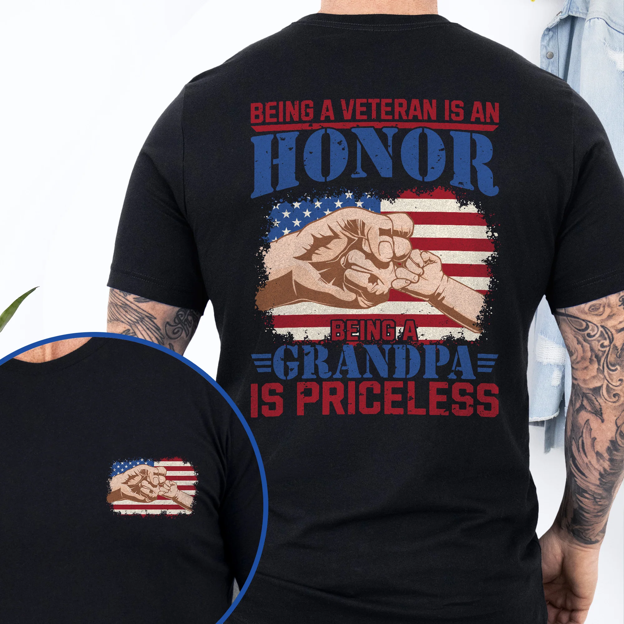 Being A Veteran Is An Honor Being A Grandpa Is Priceless T-Shirt