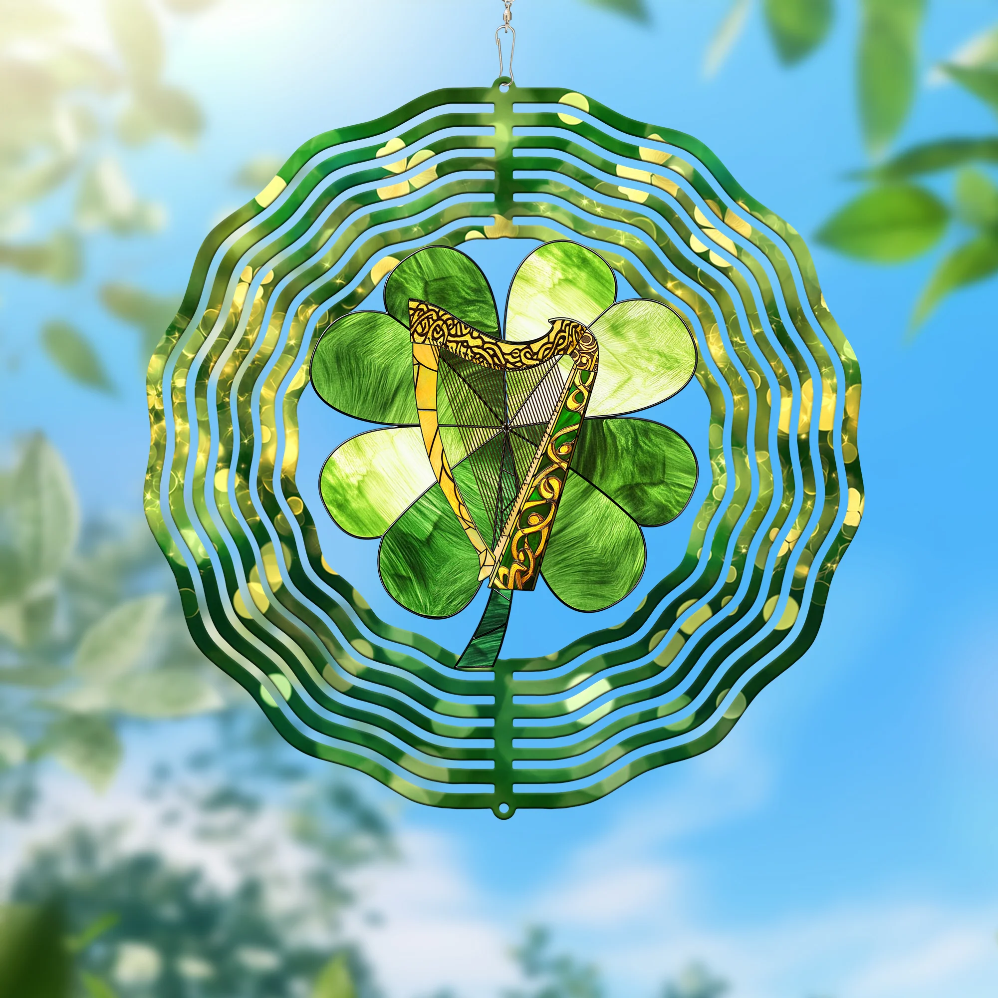 Irish Harp And Shamrocks St. Patrick's Day Wind Spinner