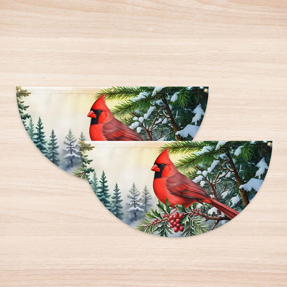 Cardinal Christmas Non-Pleated Fan Flag