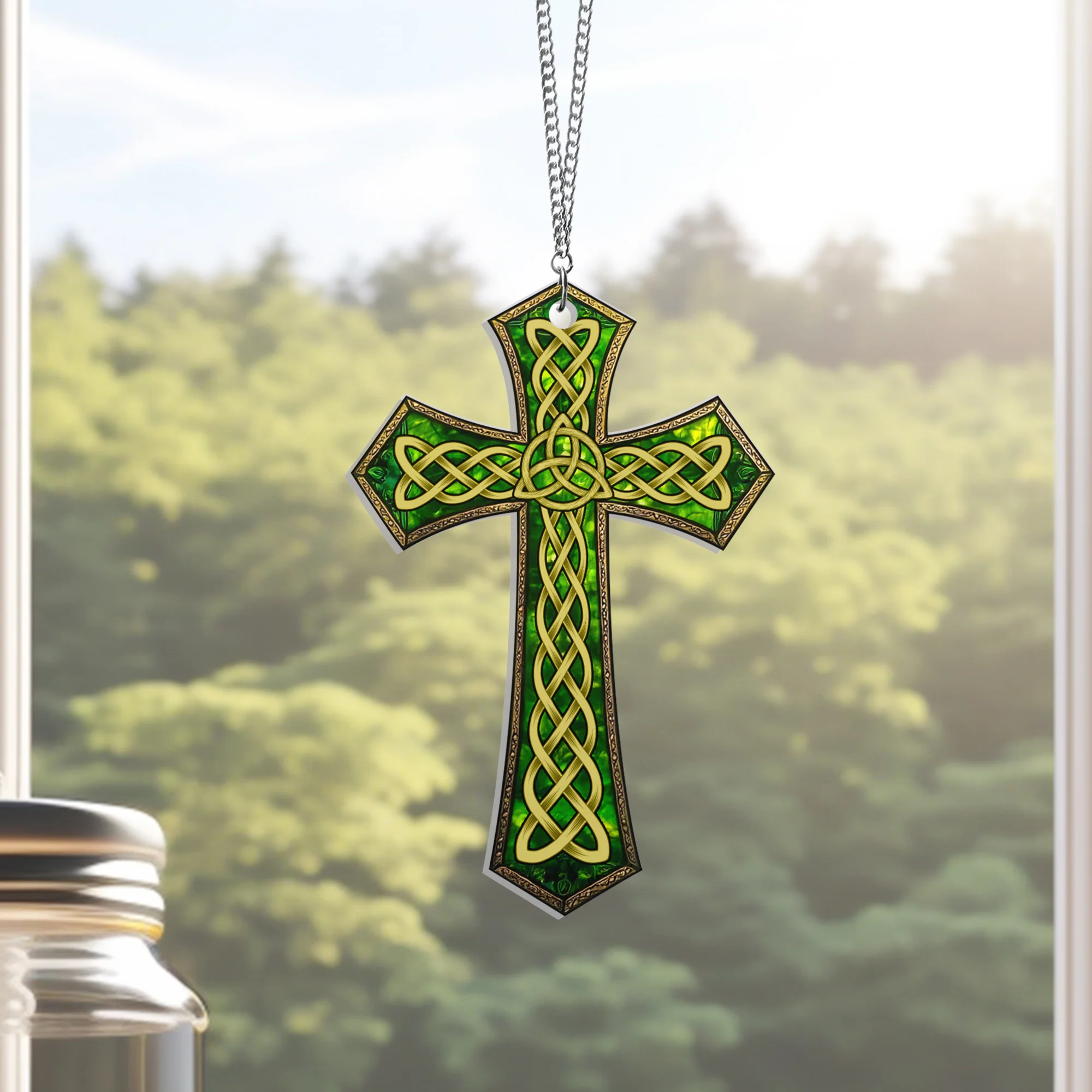 Irish Celtic Cross Christian Cross Saint Patrick's Day Acrylic Suncatcher Hanging