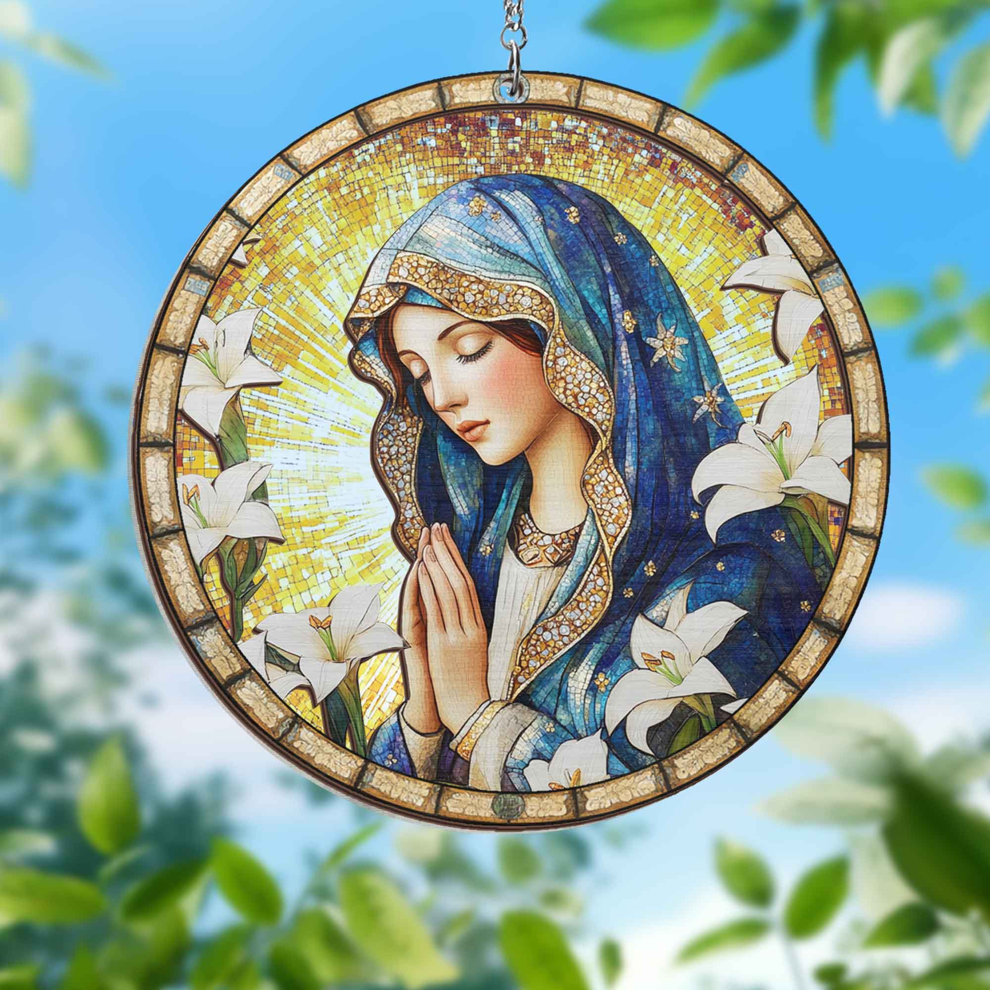 The Holy Mary 2 Layered Hanging Suncatcher
