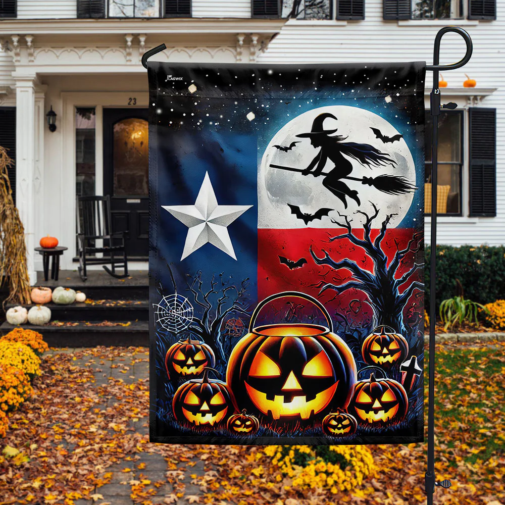 Texas Halloween Witchcraft Scary Pumpkins Flag
