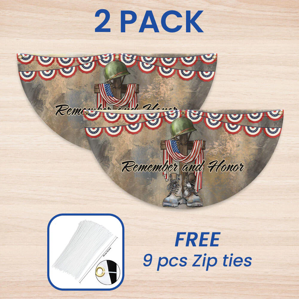 Memorial Day Flag Remember And Honor Veteran Non-Pleated Fan Flag