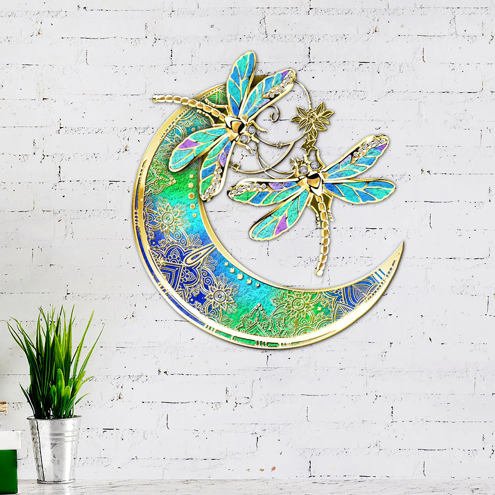 Woodstock Metal Sign, Hippie Metal Sign Dragonfly Couple