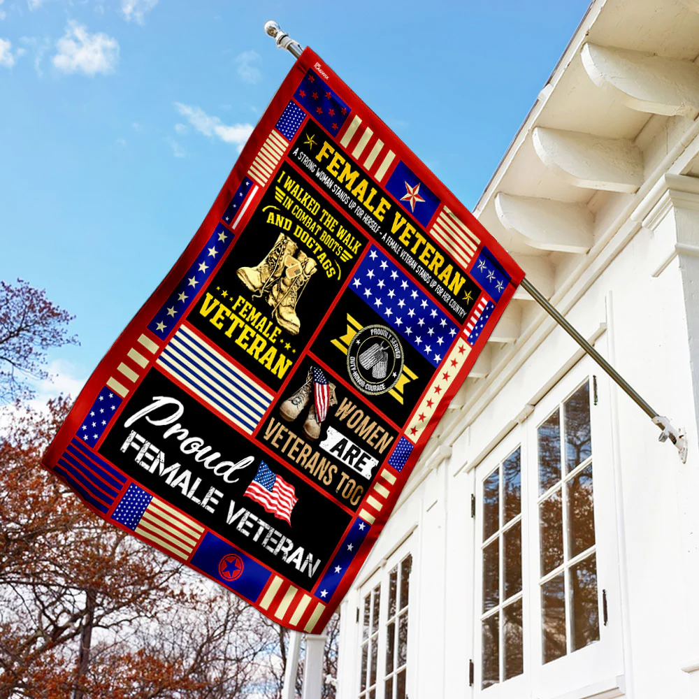 Proud Female Veteran American Flag Honoring All Who Served Patriotic Veterans Day Decor