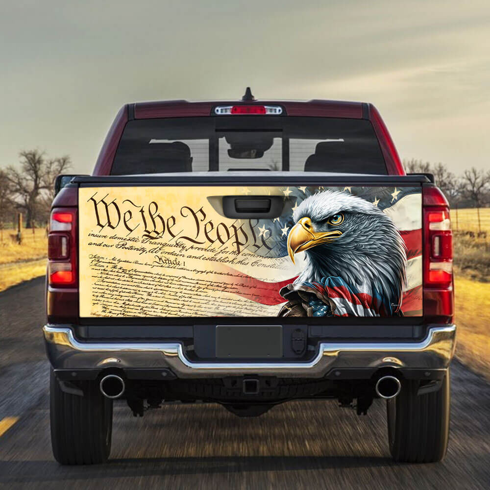 We The People. Patriotic American Eagle Truck Tailgate Decal Sticker Wrap