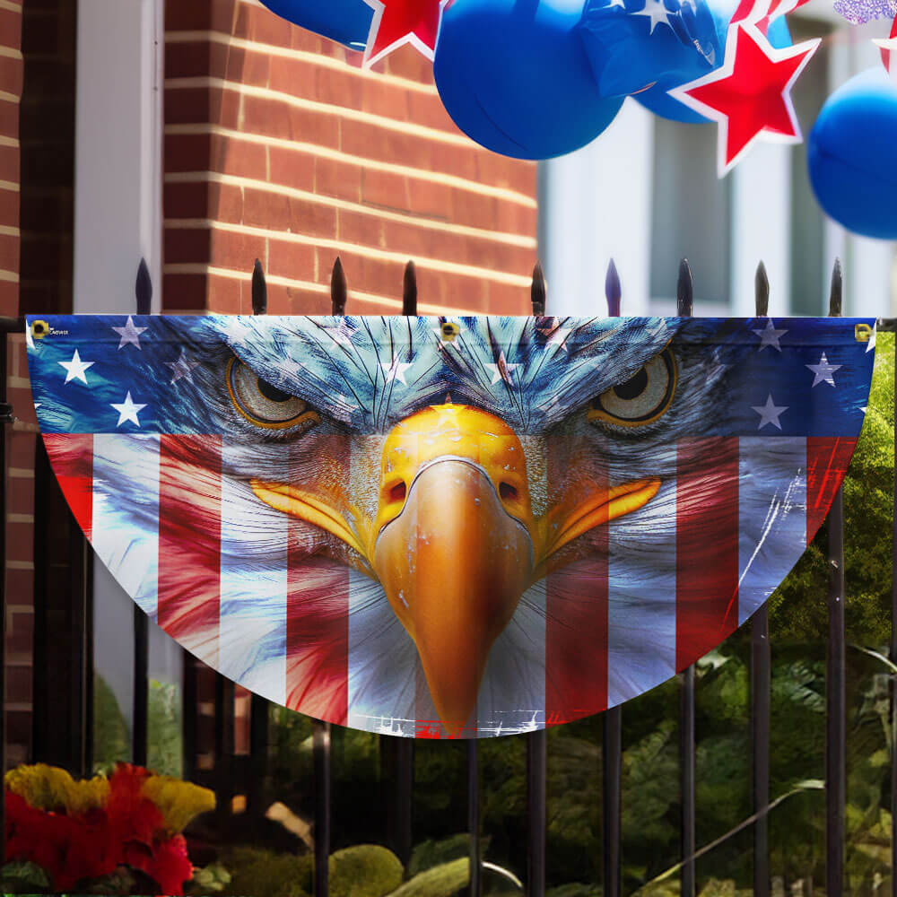 Bimipi American Flag - Happy 4th of july, Patriotic Eagle American Non-Pleated Fan Flag